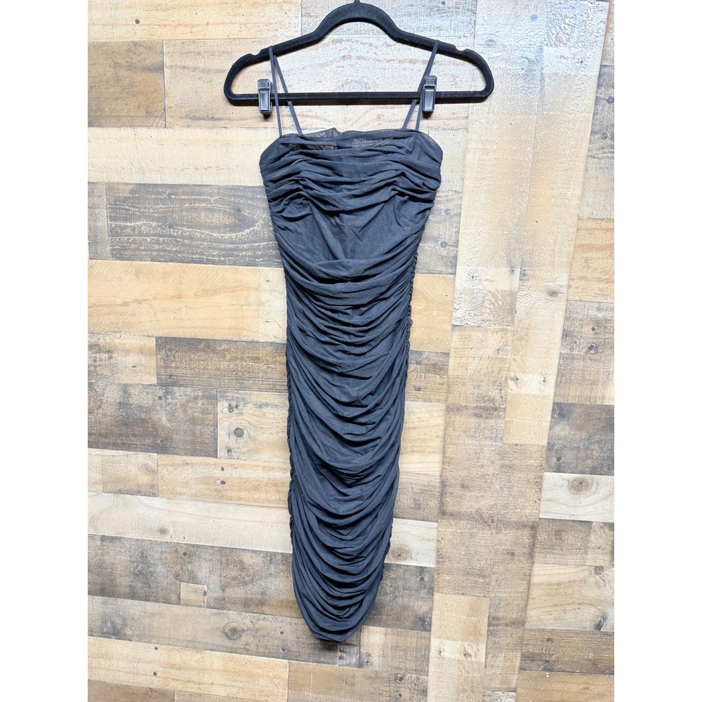BABATON‎ ruched bodycon mini dress spaghetti strap black size 4